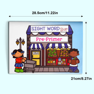 Children's shopping list sight word workbook for coloring and matching practice