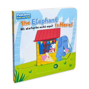Toddler elephant push-and-pull board book for animal vocabulary and fine motor skills