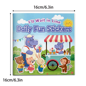 Social skills sticker activity book for kids about patience and queue learning