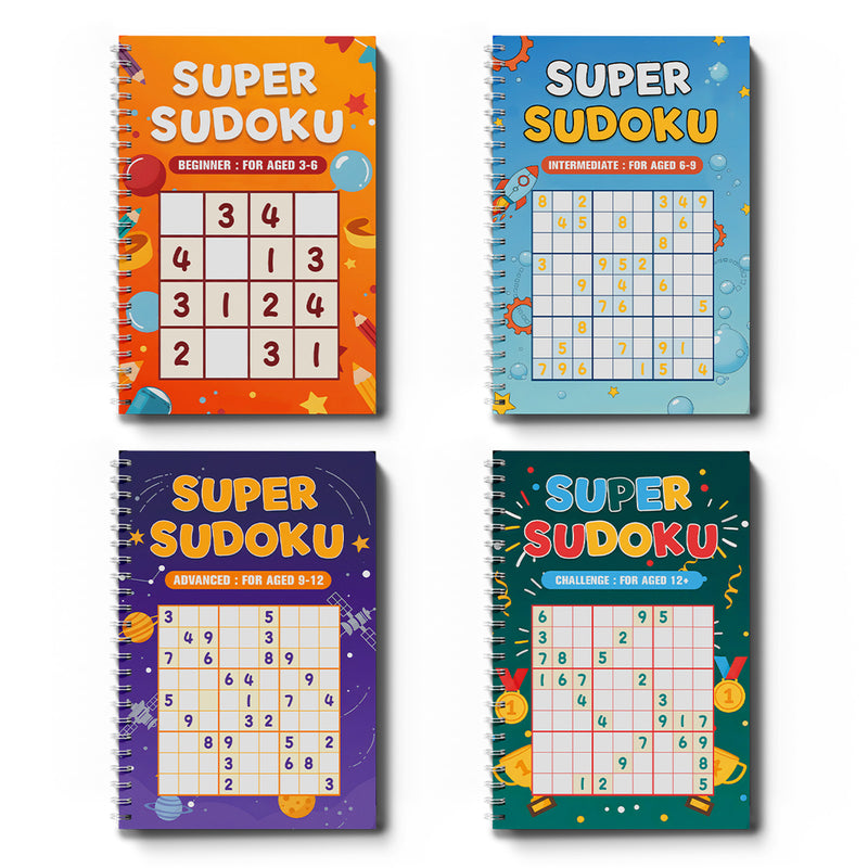 Super Sudoku Workbook Set Beginner to Challenge covers