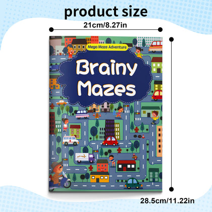Children's brainy maze puzzle book for problem-solving, logic, and focus