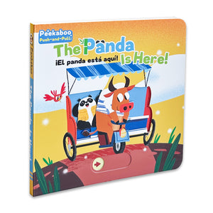 Toddler panda push-and-pull board book for animal vocabulary and fine motor skills