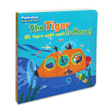 Toddler tiger push-and-pull board book for animal vocabulary and fine motor skills