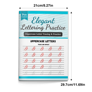 Uppercase letters handwriting pages with repeated rows
