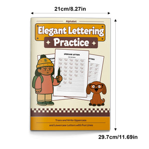 Uppercase handwriting workbook with repeated tracing lines