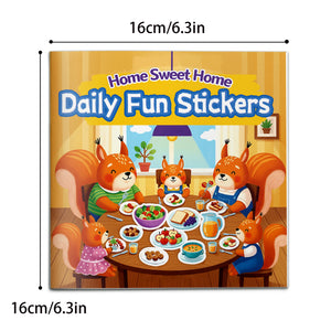 Home-themed sticker activity book for kids with cozy family scenes