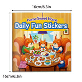 Home-themed sticker activity book for kids with cozy family scenes