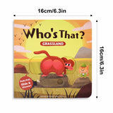 Toddler grassland animal board book with push, slide, and discover interaction
