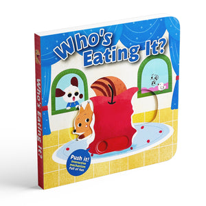 Who’s Eating It Push and Pull Board Book, Interactive Animal Food Toy Book, Early Learning Lift and Slide Reading for Toddlers