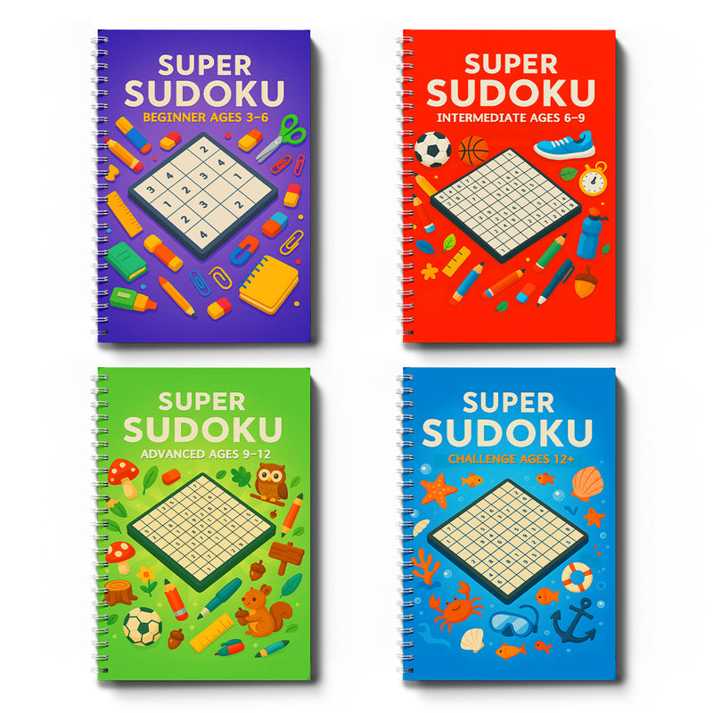 Super Sudoku Workbook Number Logic Puzzles cover for kids