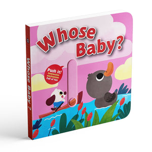 Whose Baby Push and Pull Board Book, Interactive Animal Parent and Baby Toy Book, Early Learning Lift and Slide Reading for Toddlers