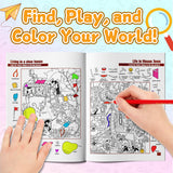 Printed preschool activity book with detailed scenes and observation practice