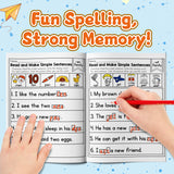 Printed sentence workbook with vocabulary and fill-in-the-blank activities