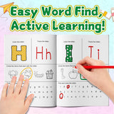 Printed preschool literacy book with color activities and find-and-circle tasks