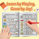 Printed workbook for simple sentence reading and fill-in-the-blank activities