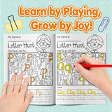 Printed preschool letter hunt workbook for tracing and recognition