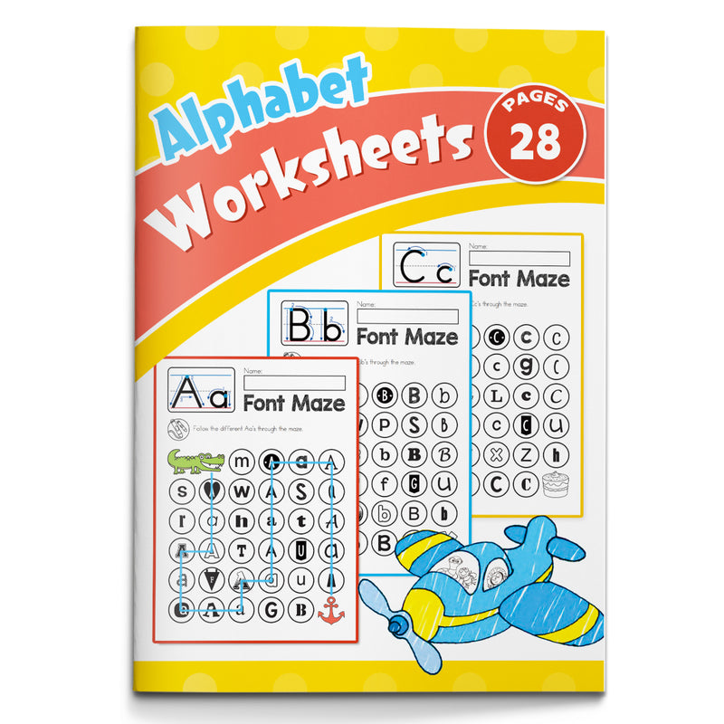 Alphabet Worksheets Letter Recognition and Mazes cover