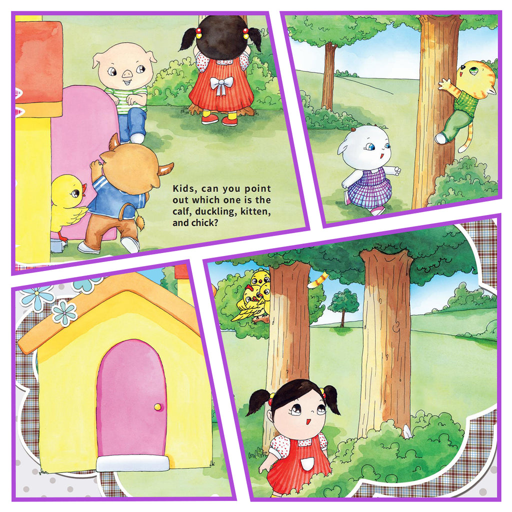 Printed preschool hide and seek storybook with everyday discovery