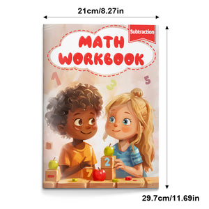 Children's subtraction workbook with simple equation practice