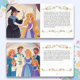 Rapunzel interior pages with colorful tower story scenes