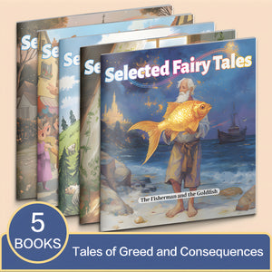 Selected Fairy Tales 5-Book Set for Kids, Children’s Picture Story Book Collection Featuring The Fisherman and the Goldfish, The Red Dancing Shoes, The Five Peas in a Pod, The Boy Who Cried Wolf, and The Emperor’s New Clothes