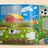 Printed preschool farm vocabulary book with creative sticker play