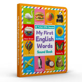 Printed early language board book for sound recognition and vocabulary building