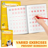 Printed pre-writing workbook with fine motor tracing exercises