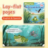 Lay-flat pages from The Frog and the Mouse English-Spanish story