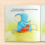 Printed preschool self-help skills book with creative sticker play