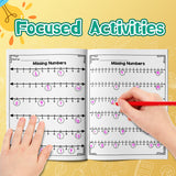 Printed early math activity book for counting order before and after practice