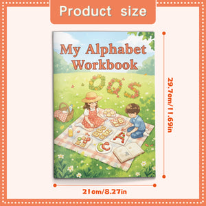 Alphabet handwriting pages with tracing and guideline rows