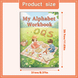Alphabet handwriting pages with tracing and guideline rows