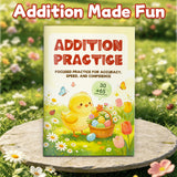 Printed early arithmetic workbook with calculation drills