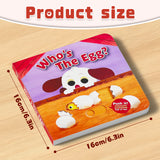 Product size panel for Who's The Egg Push and Pull Board Book toddler board book