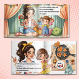Printed read-aloud storybook with warm sibling and family illustrations