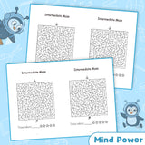 Printed intermediate maze workbook with visual tracking practice