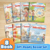 Printed 8-book chemistry set with colorful STEM science illustrations