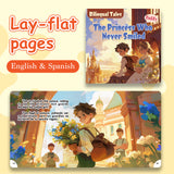 Lay-flat pages from The Princess Who Never Smiled fairy tale