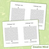 Printed challenge maze workbook with deep focus practice