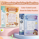 Brainy Sudoku Books: Travel-Friendly Logic Set product image 6 showing printed book details for screen-free reading and learning