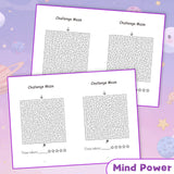 Printed challenge maze workbook with expert route planning