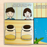 Printed preschool visual thinking book with creative sticker play