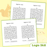 Printed beginner maze activity book with pencil control practice