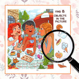 Printed look-and-find puzzle book for visual learning and puzzle fun