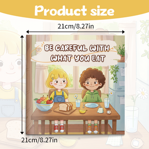 Children's safety learning book about food safety, healthy eating, and unknown food