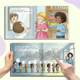 Printed kids character story about speech choices and social growth