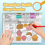 Printed early reading activity book for coloring matching and handwriting