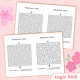 Printed advanced maze workbook with route planning practice