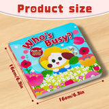 Product size panel for Who's Busy Push and Pull Board Book toddler board book